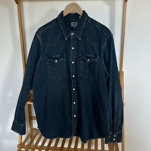 Levis Denim mother of pearl snap button shirt.